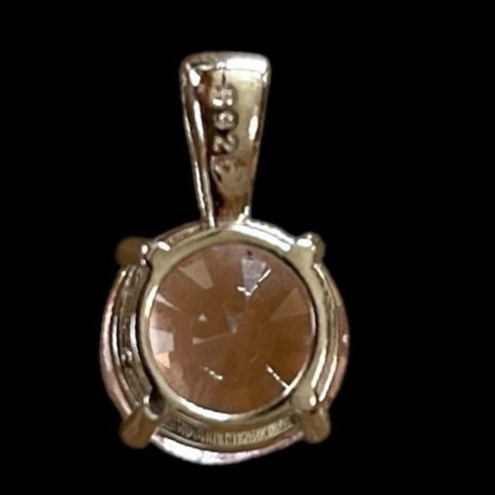 925 Sterling Silver Light Pink 5A Zircon Round Solitaire Pendant Jewelry - Picture 5 of 5